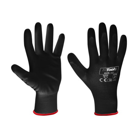 GUANTI DA LAVORO NERO Tag.XL NYLON E POLIURETANO II CAT. (12paia)